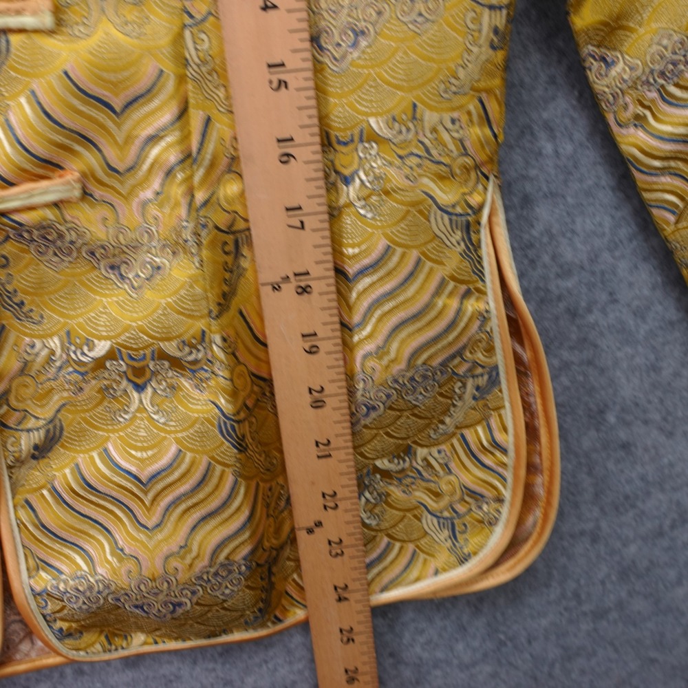 Mandarin Collar Tang Suit Jacket Womens S Yellow Silk Brocade Chinese Cheongsam - Picture 7 of 13